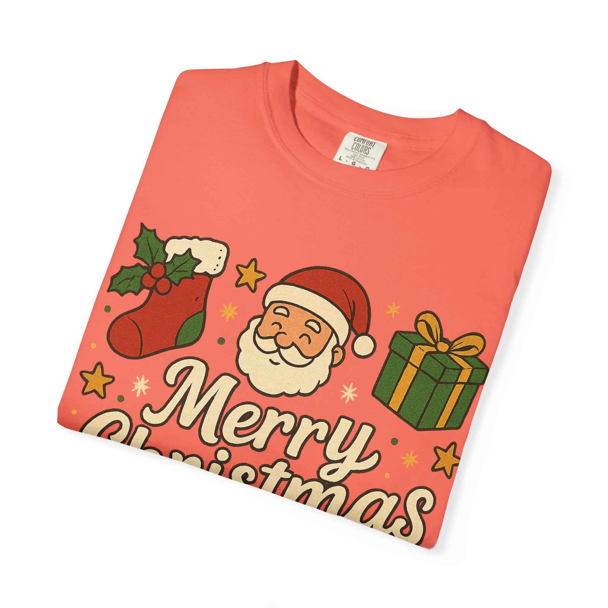 Merry Christmas T-Shirt – Santa Claus, Snowman & Christmas Tree | Holiday Graphic Tee
