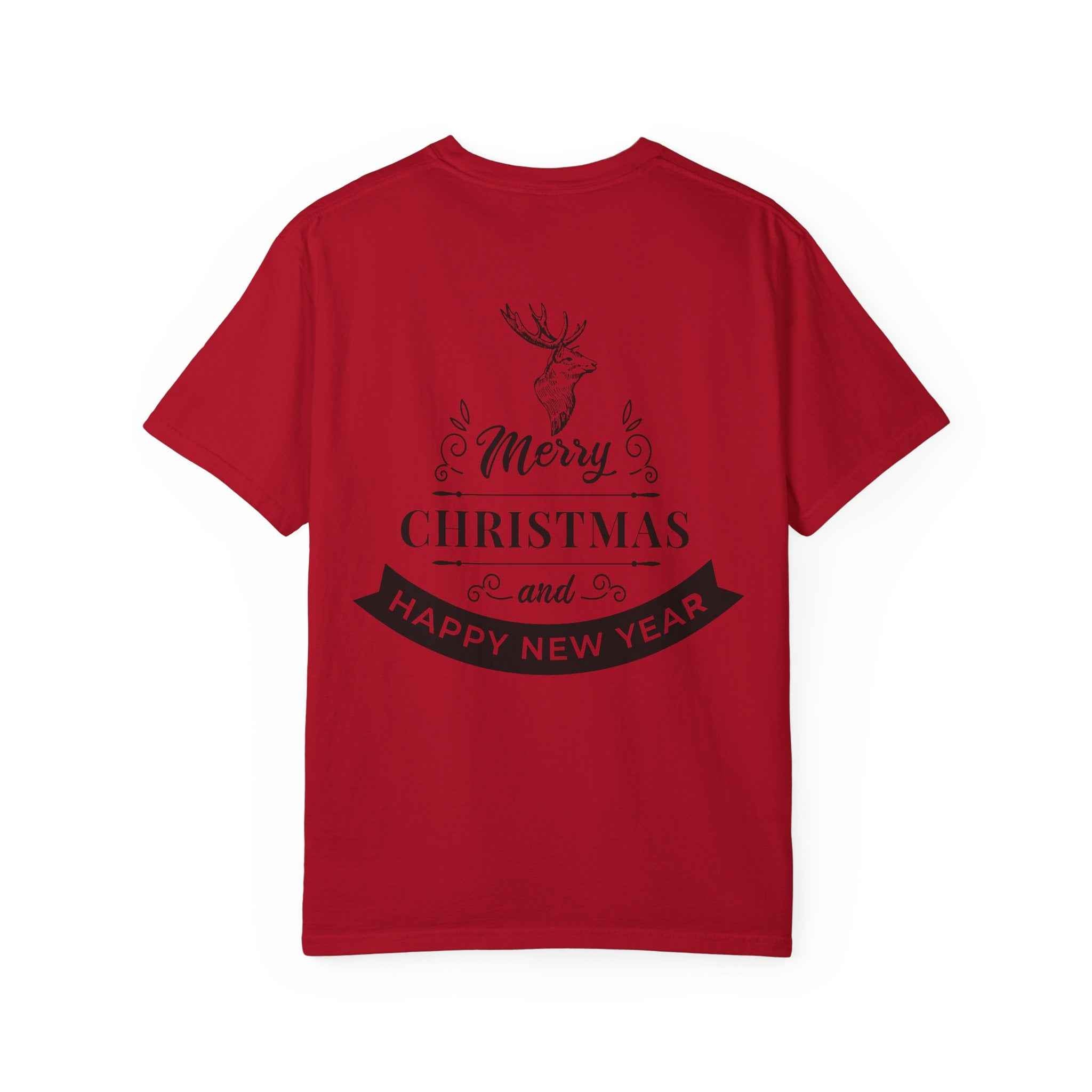 Merry Christmas T-Shirt – Santa Claus, Snowman & Christmas Tree | Holiday Graphic Tee