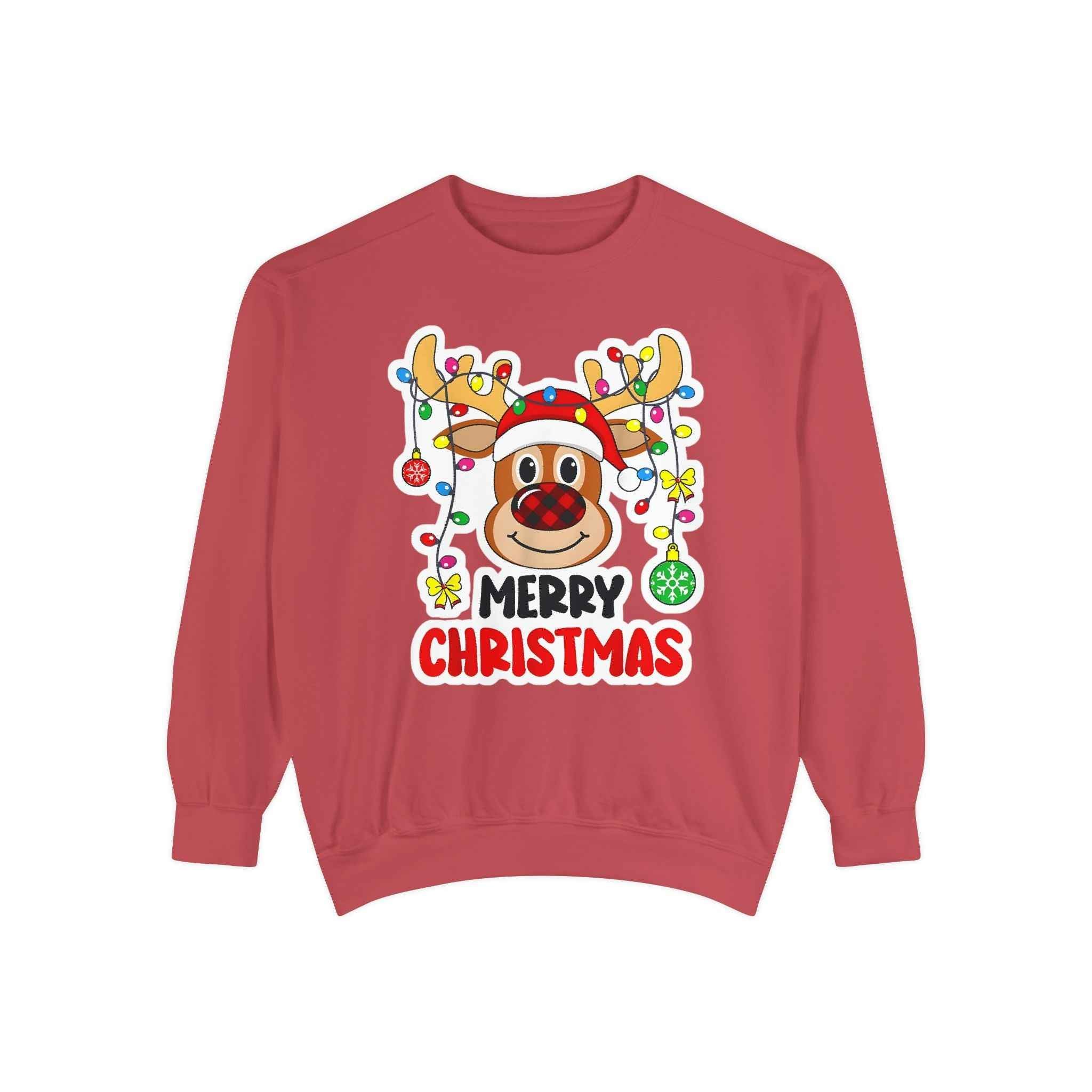 Grinchmas Vibes Reindeer Sweatshirt — "Merry Christmas" Front, "Grinchmas Vibes" Back
