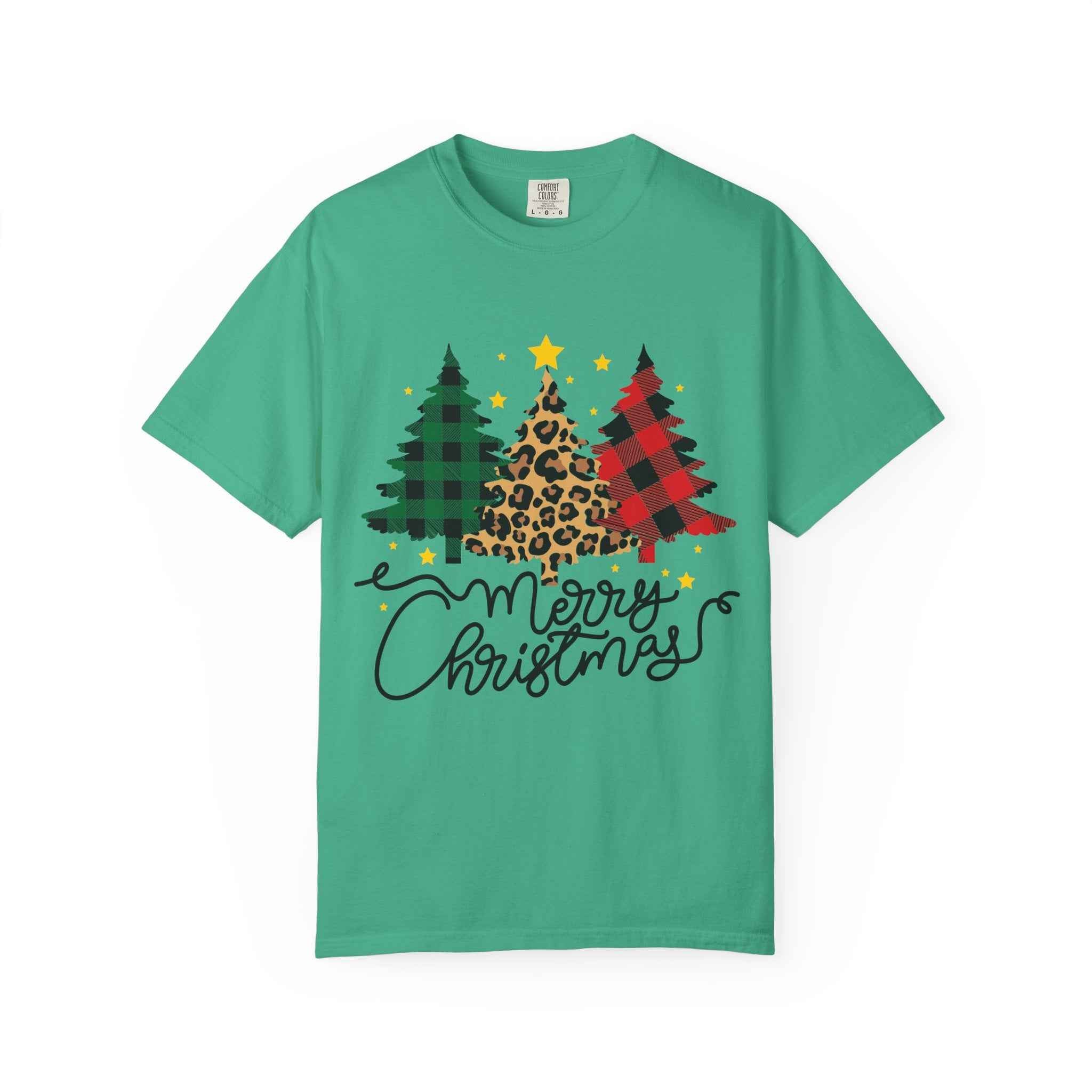 Merry Christmas T-Shirt – Santa Claus, Snowman & Christmas Tree | Holiday Graphic Tee