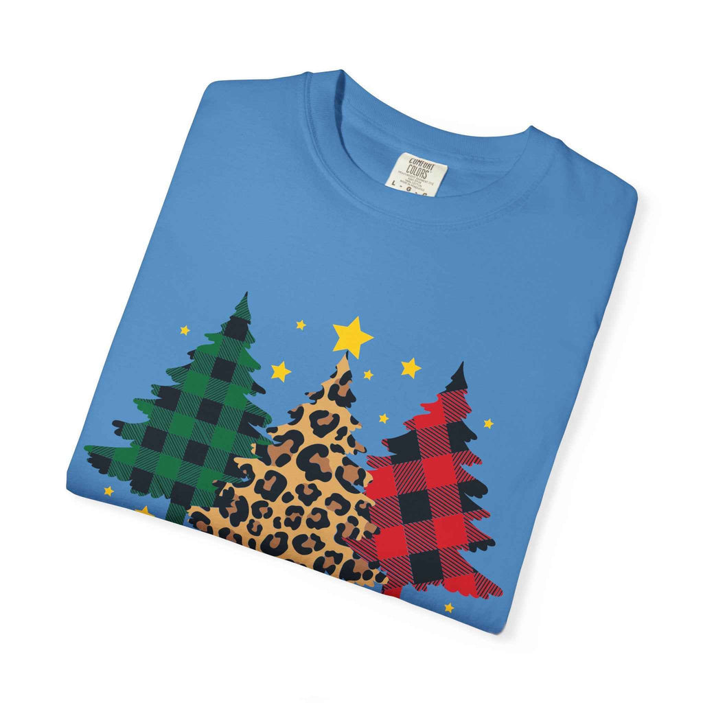 Merry Christmas T-Shirt – Santa Claus, Snowman & Christmas Tree | Holiday Graphic Tee