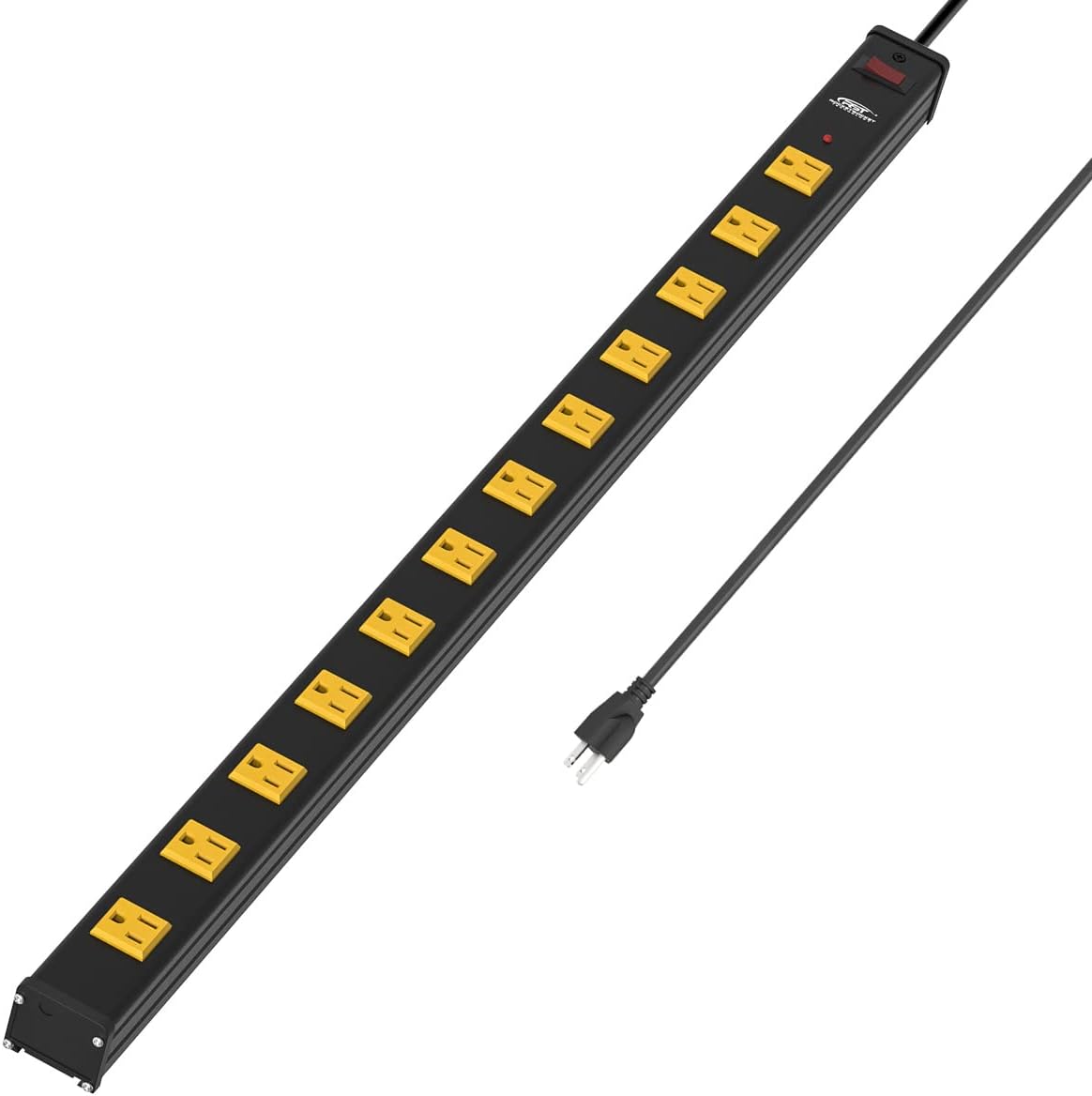 CRST Wideoutlets 2.6" Wide Spaced 12 Outlets Mountable Metal Power Strip Surge Protector with 1800 Joule Protection & EMI Filter Heavy Duty Construction 15A Circuit Breaker Included - La Pomada Shop