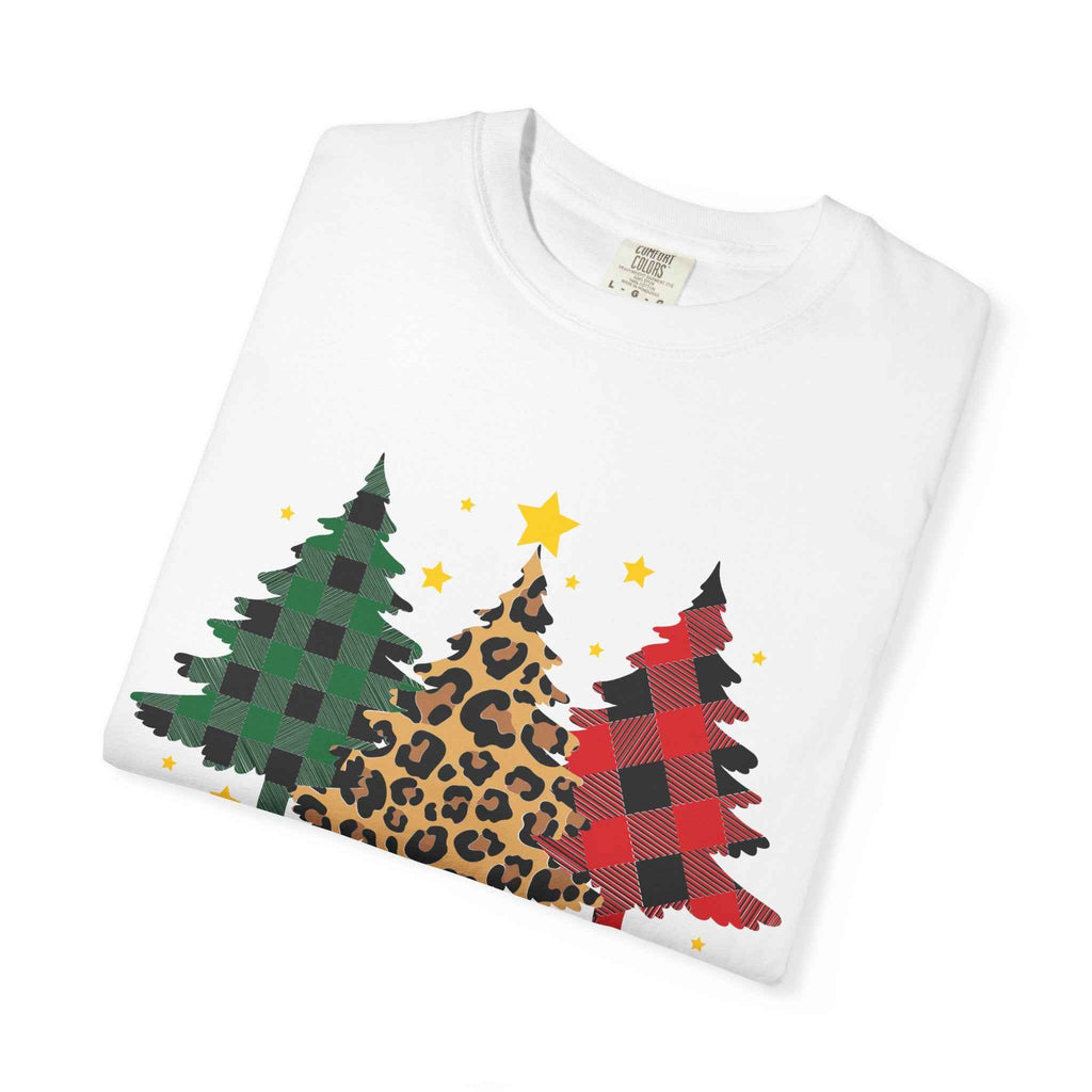 Merry Christmas T-Shirt – Santa Claus, Snowman & Christmas Tree | Holiday Graphic Tee