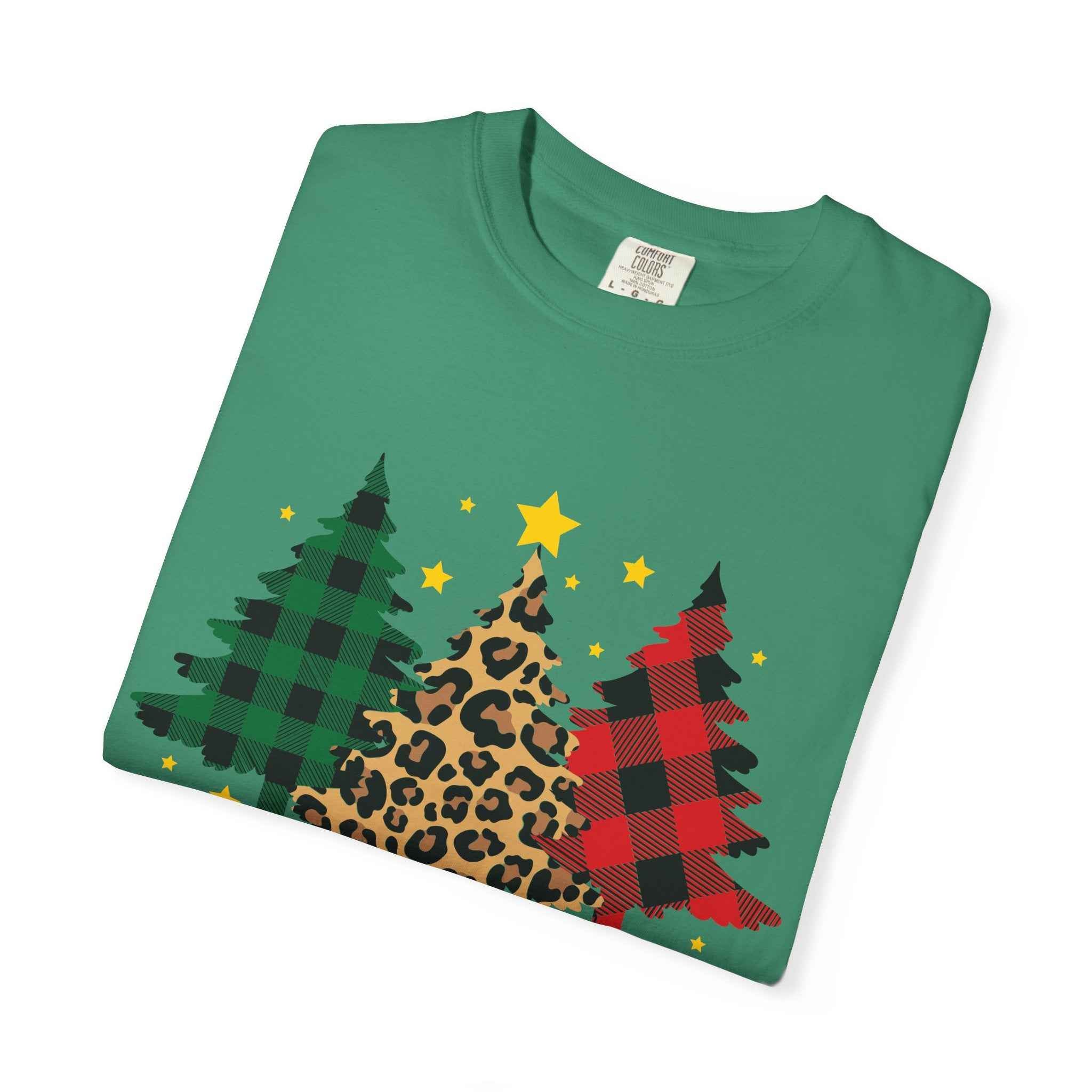 Merry Christmas T-Shirt – Santa Claus, Snowman & Christmas Tree | Holiday Graphic Tee