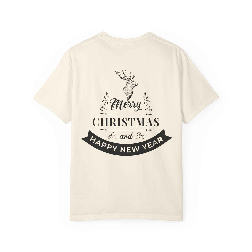Merry Christmas T-Shirt – Santa Claus, Snowman & Christmas Tree | Holiday Graphic Tee