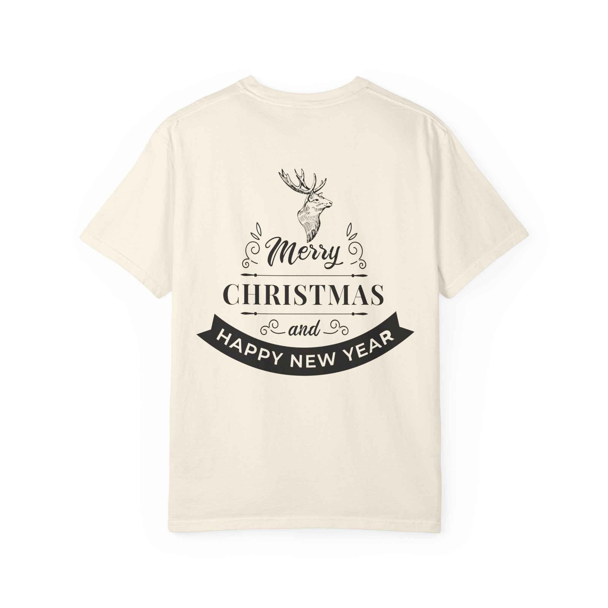 Merry Christmas T-Shirt – Santa Claus, Snowman & Christmas Tree | Holiday Graphic Tee