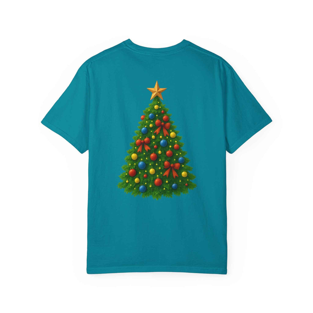Merry Christmas T-Shirt – Santa Claus, Snowman & Christmas Tree | Holiday Graphic Tee