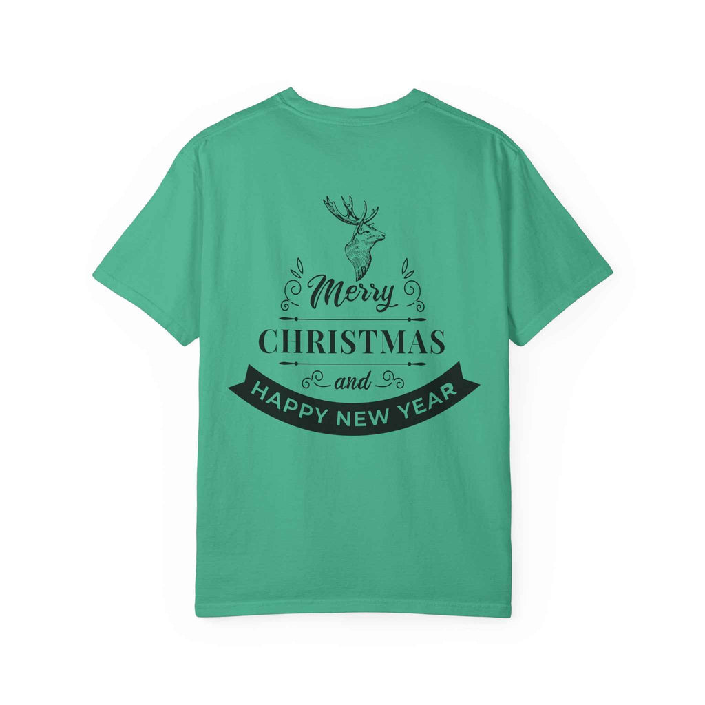 Merry Christmas T-Shirt – Santa Claus, Snowman & Christmas Tree | Holiday Graphic Tee