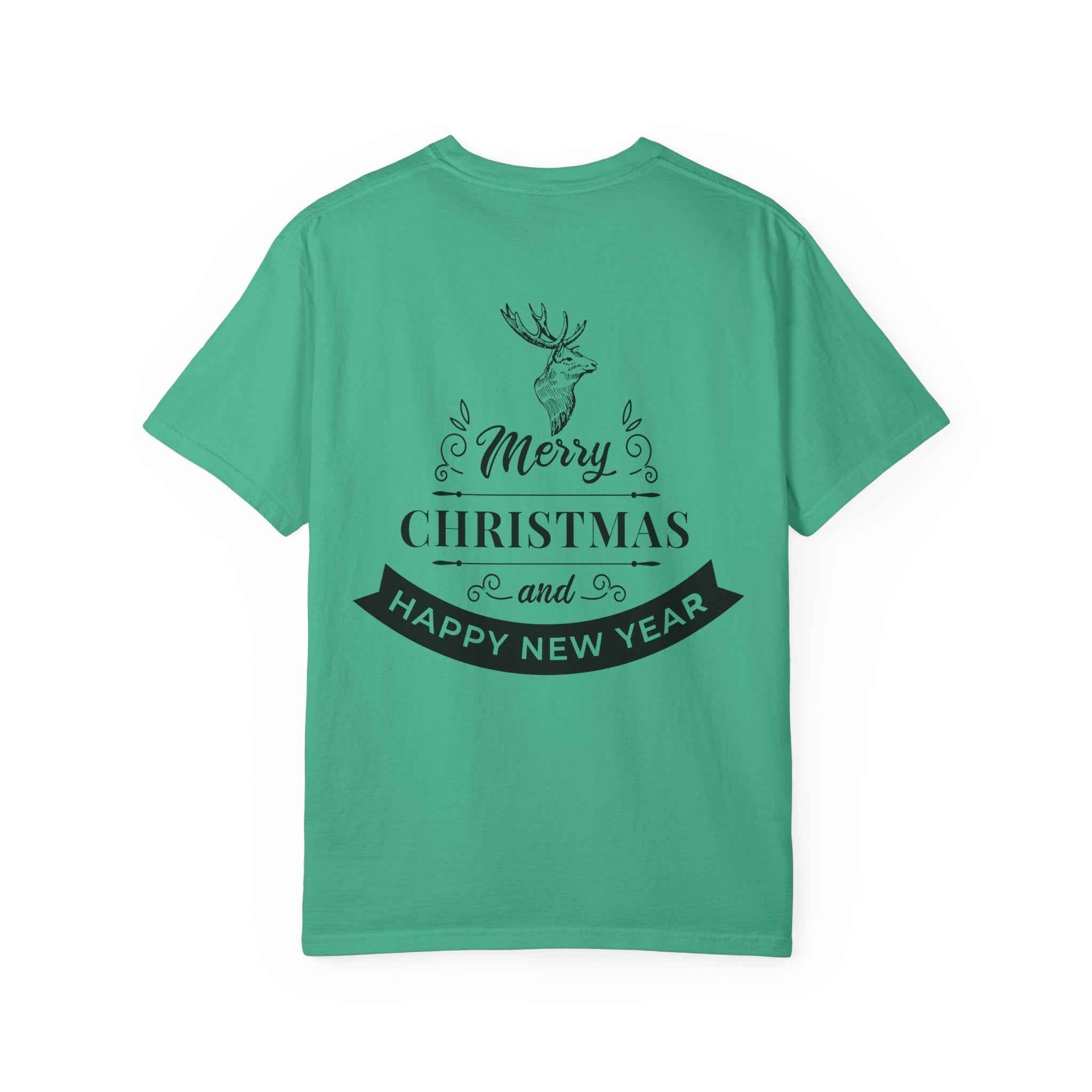 Merry Christmas T-Shirt – Santa Claus, Snowman & Christmas Tree | Holiday Graphic Tee