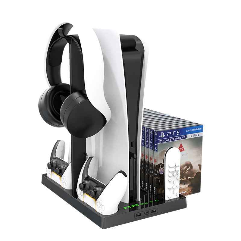 Ps5 Host Universal Multifunctional Heat Sink Base With Storage Disc Rack P5 Handle Double Seat Charging Headset Storage Rack