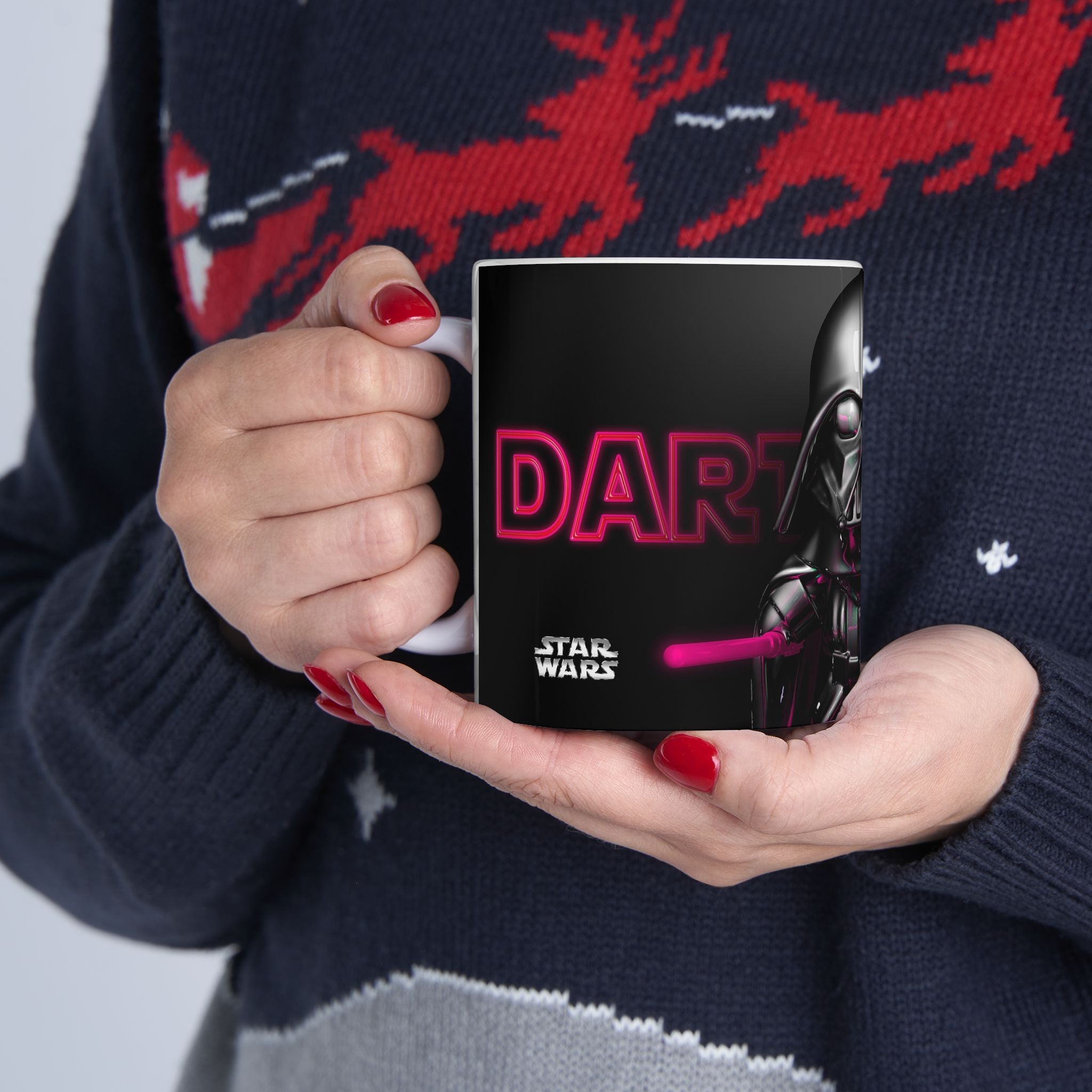 Ceramic Mug — Neon Darth Vader Chibi Coffee Cup (11oz, 15oz)