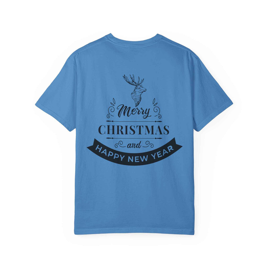 Merry Christmas T-Shirt – Santa Claus, Snowman & Christmas Tree | Holiday Graphic Tee