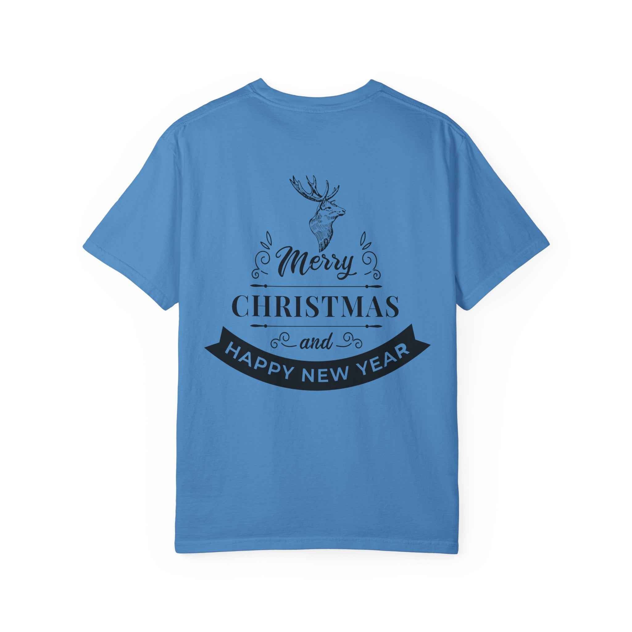 Merry Christmas T-Shirt – Santa Claus, Snowman & Christmas Tree | Holiday Graphic Tee