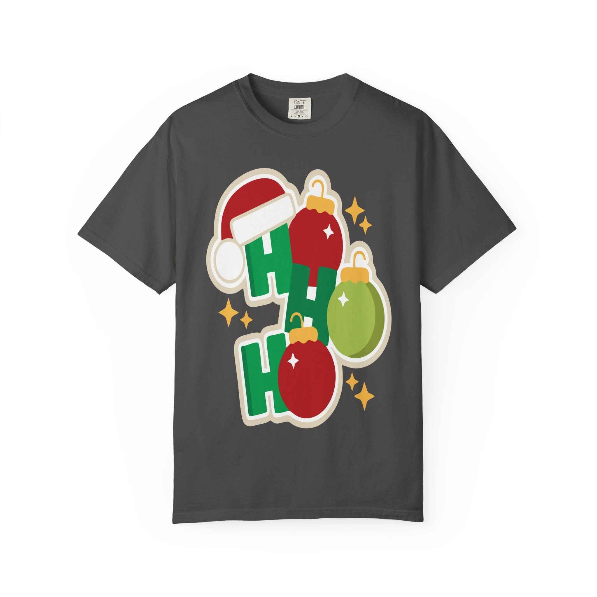 Funny Christmas T-Shirt – Ho Ho Ho Holiday Graphic Tee | Santa Hat & Ornament Design | Festive Xmas Shirt for Men & Women - La Pomada Shop