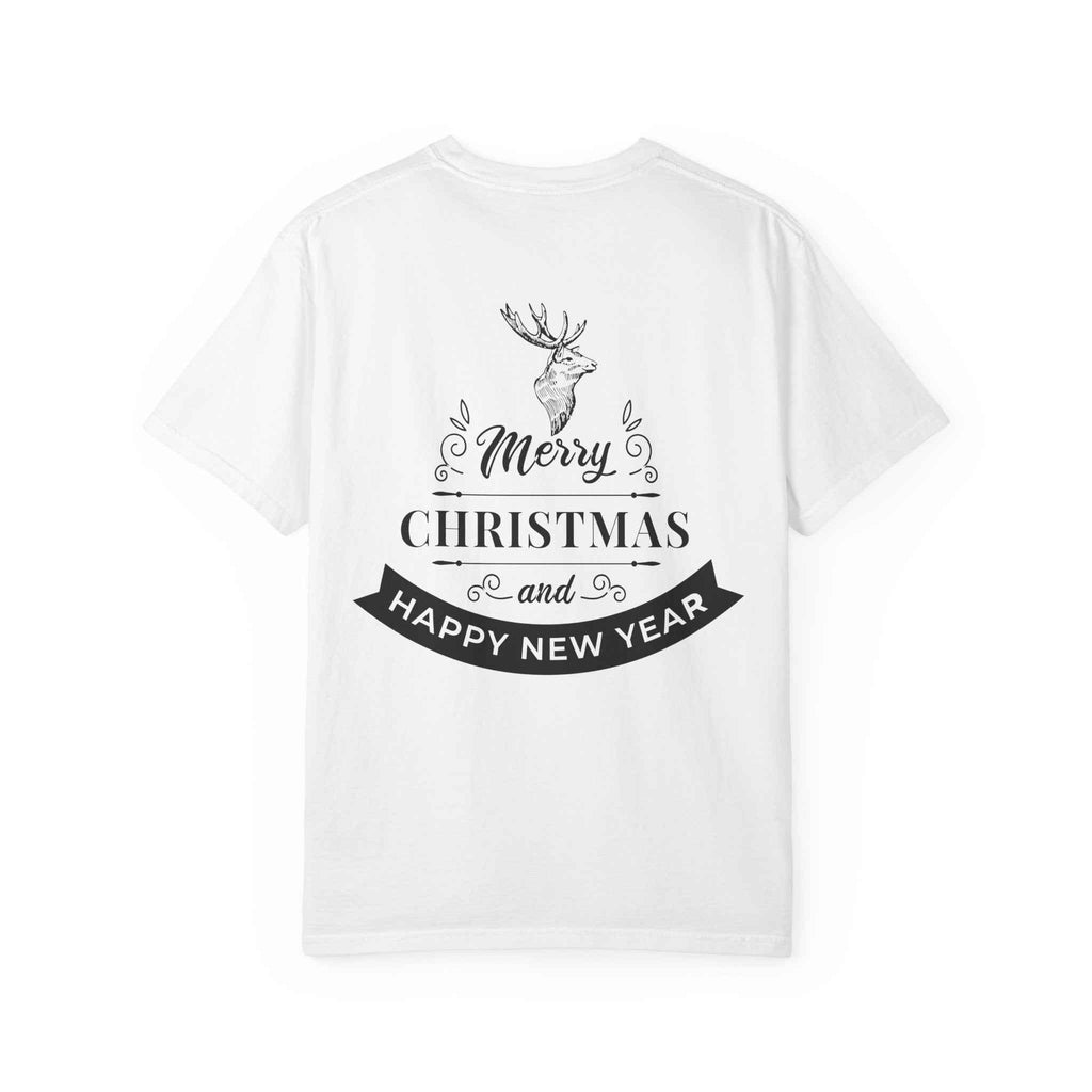 Merry Christmas T-Shirt – Santa Claus, Snowman & Christmas Tree | Holiday Graphic Tee