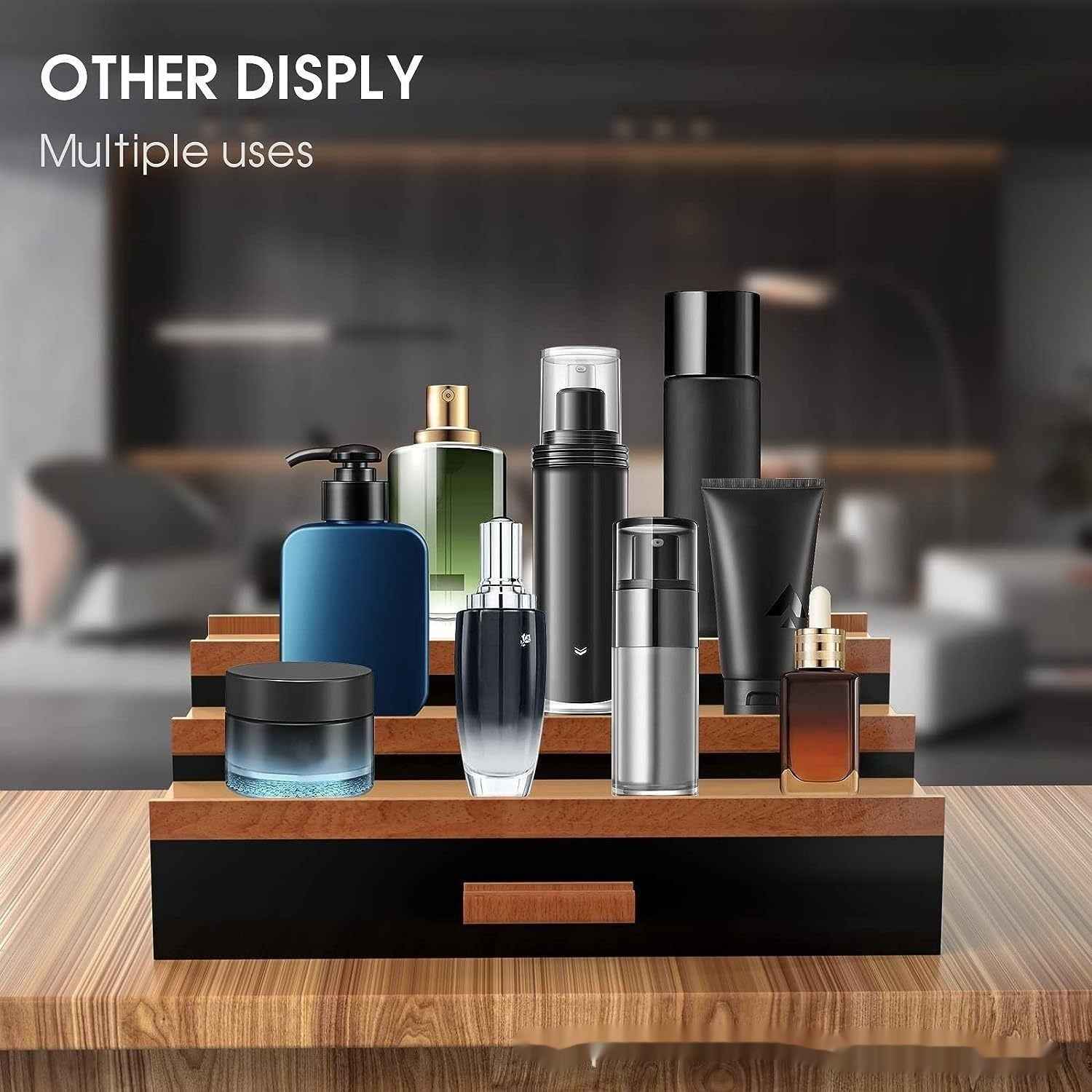 Wood Double Layer Perfume Display Shelf Dresser