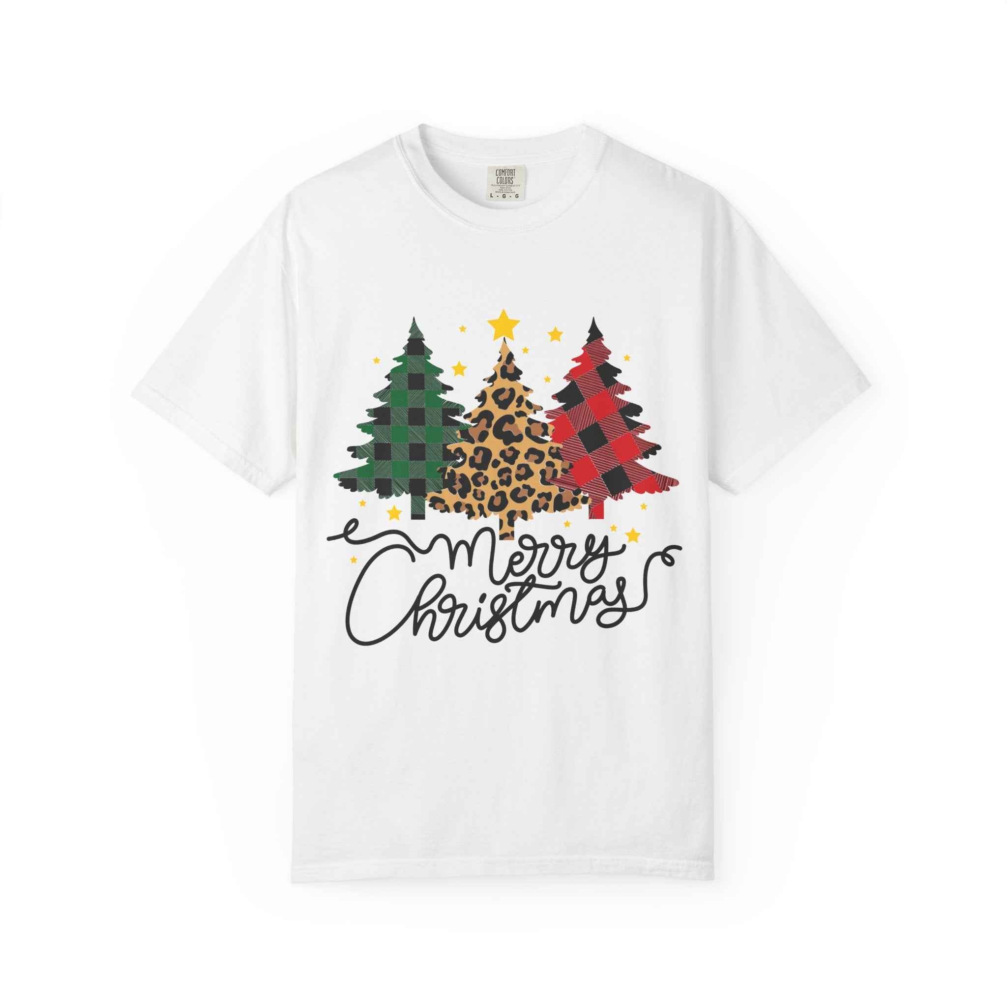 Merry Christmas T-Shirt – Santa Claus, Snowman & Christmas Tree | Holiday Graphic Tee