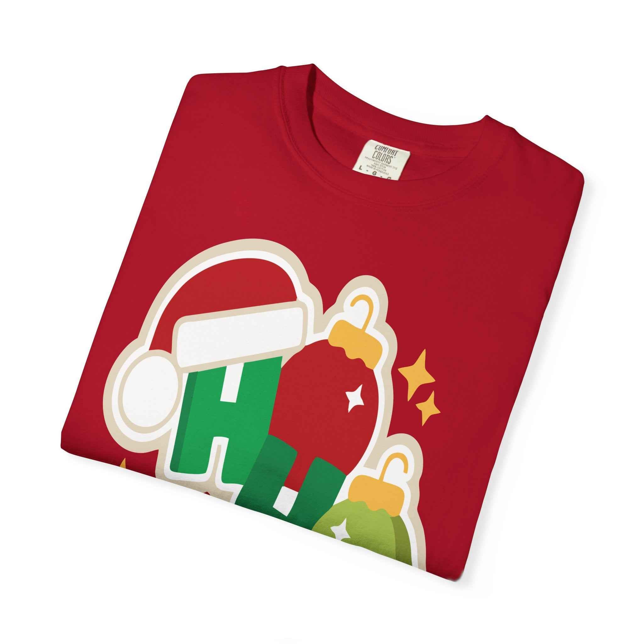 Funny Christmas T-Shirt – Ho Ho Ho Holiday Graphic Tee | Santa Hat & Ornament Design | Festive Xmas Shirt for Men & Women - La Pomada Shop
