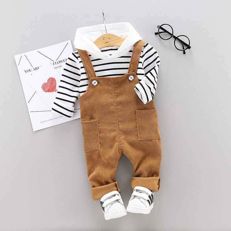 Boys letter sports color matching two-piece set