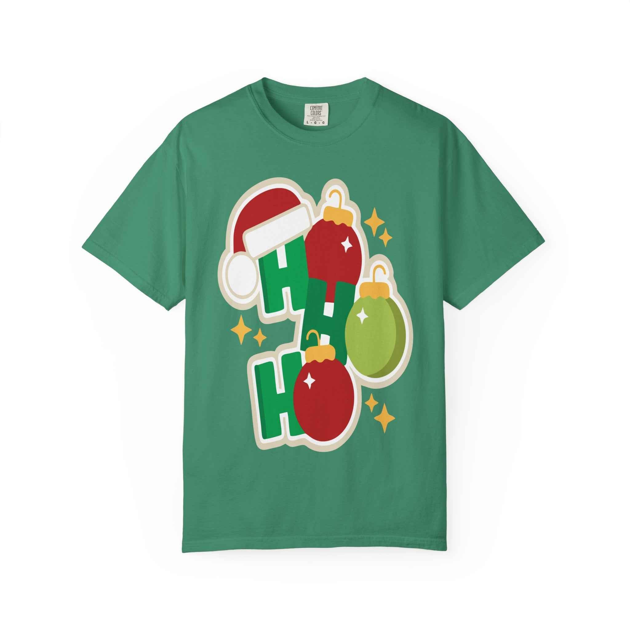 Funny Christmas T-Shirt – Ho Ho Ho Holiday Graphic Tee | Santa Hat & Ornament Design | Festive Xmas Shirt for Men & Women - La Pomada Shop