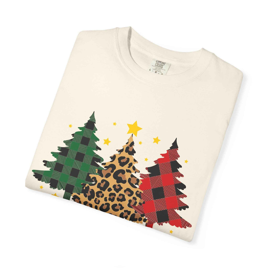 Merry Christmas T-Shirt – Santa Claus, Snowman & Christmas Tree | Holiday Graphic Tee
