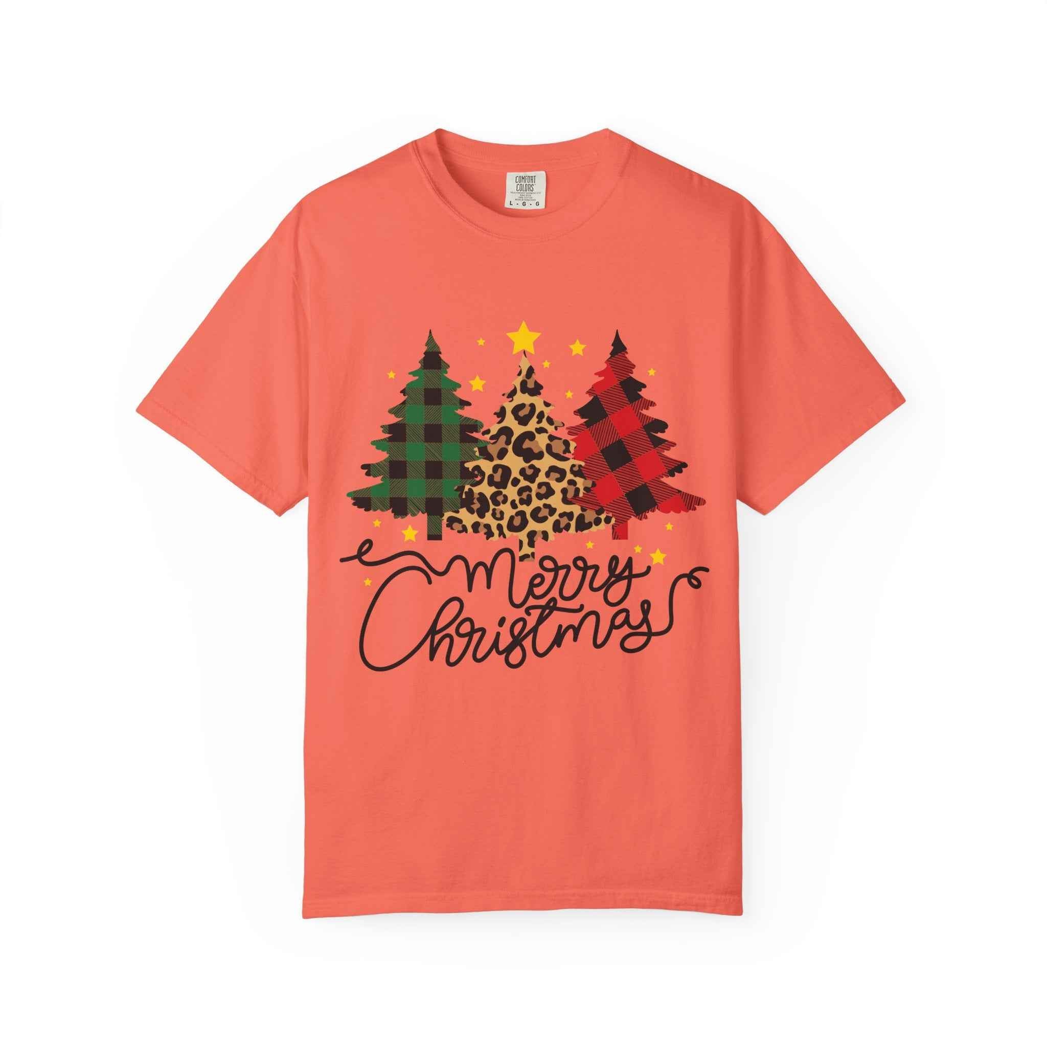 Merry Christmas T-Shirt – Santa Claus, Snowman & Christmas Tree | Holiday Graphic Tee