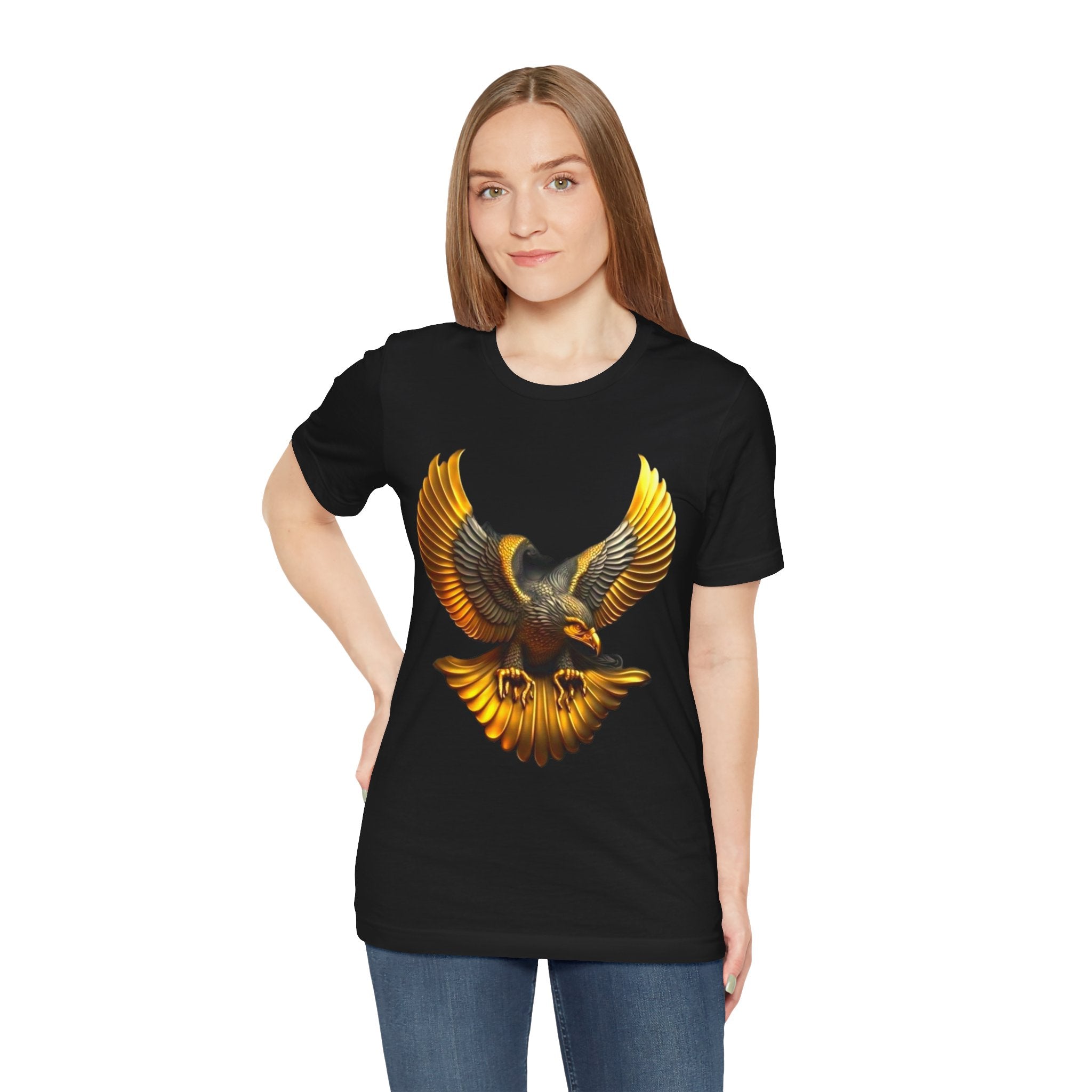 Golden Flying Eagle Tee — Bold Vintage Bird Graphic T-Shirt