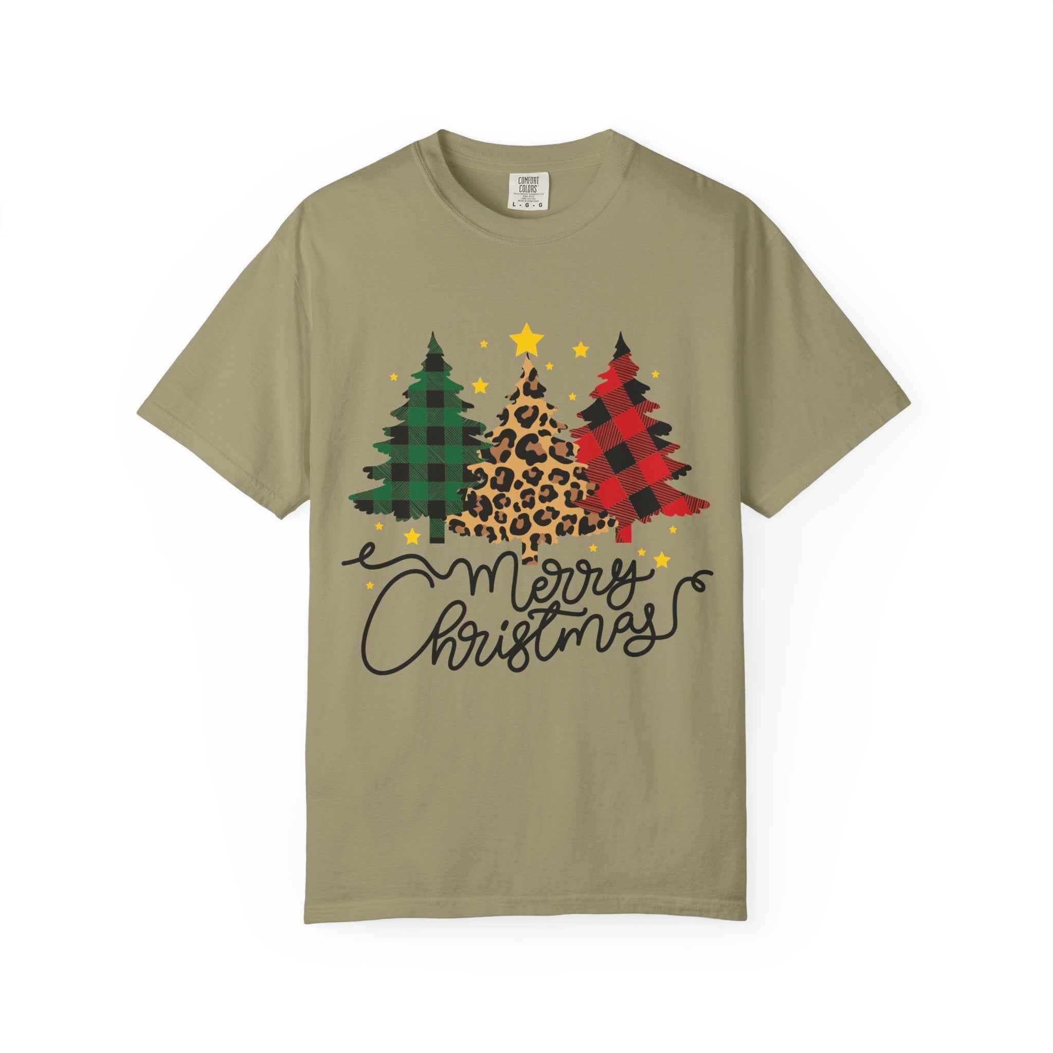 Merry Christmas T-Shirt – Santa Claus, Snowman & Christmas Tree | Holiday Graphic Tee