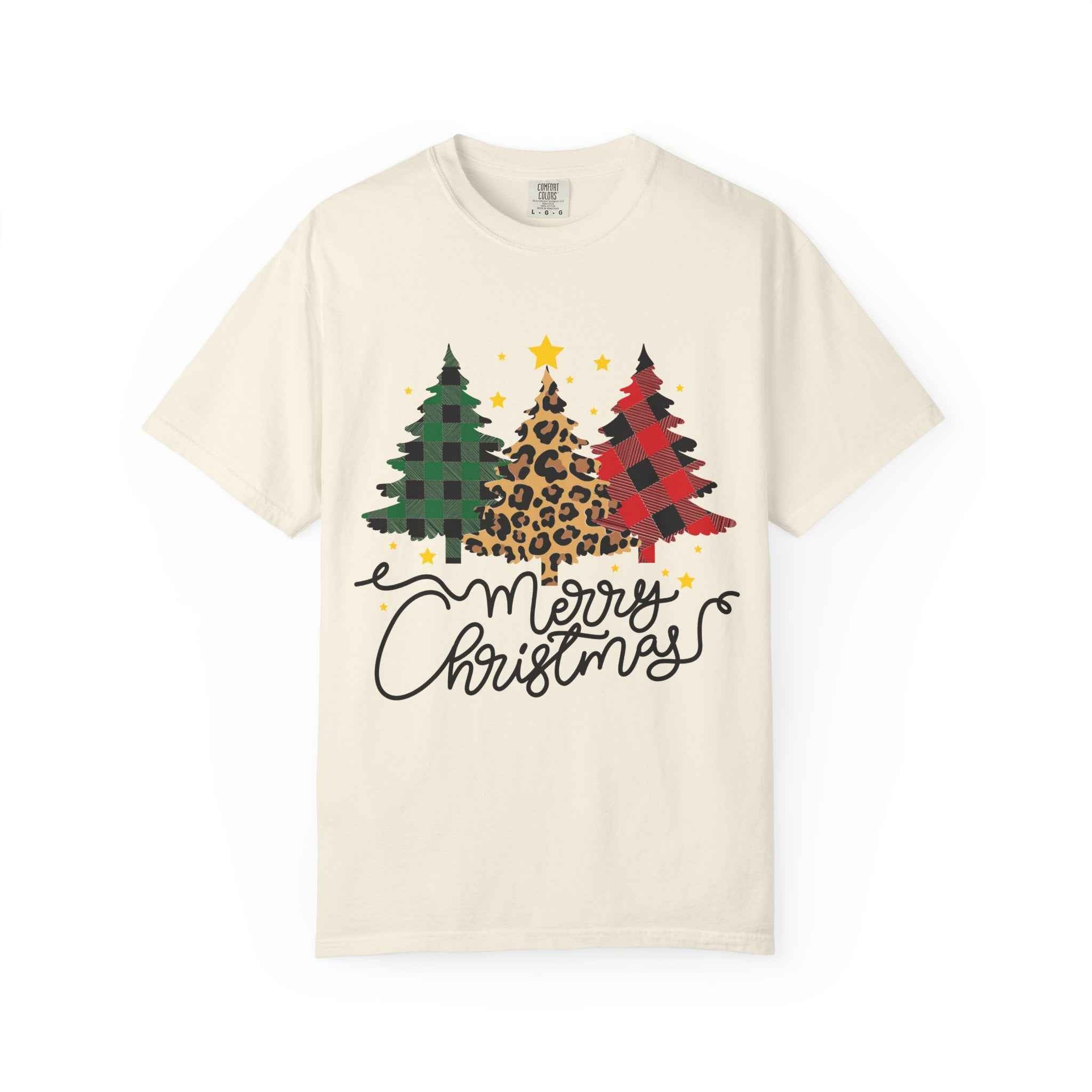 Merry Christmas T-Shirt – Santa Claus, Snowman & Christmas Tree | Holiday Graphic Tee