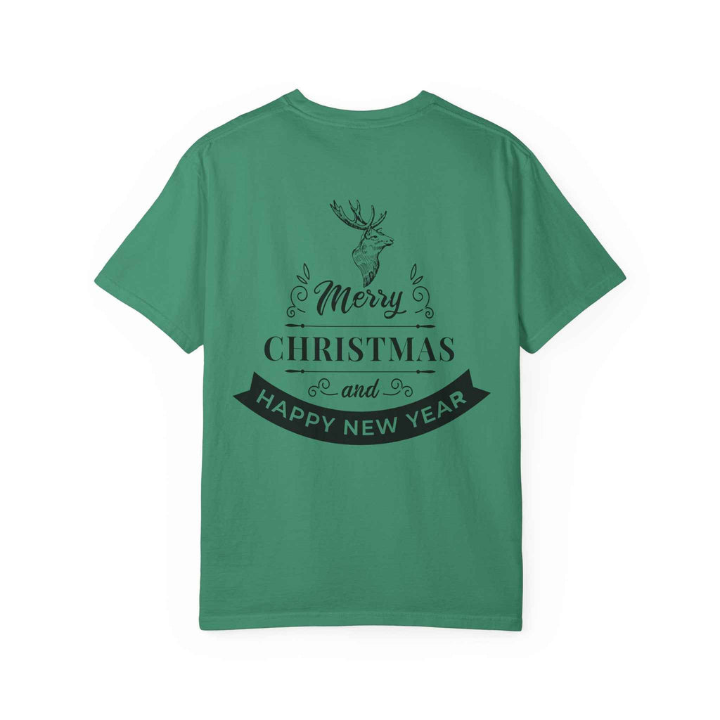 Merry Christmas T-Shirt – Santa Claus, Snowman & Christmas Tree | Holiday Graphic Tee