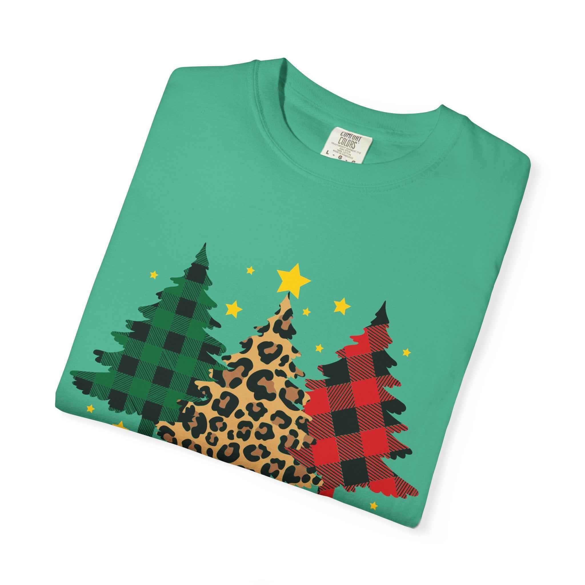 Merry Christmas T-Shirt – Santa Claus, Snowman & Christmas Tree | Holiday Graphic Tee