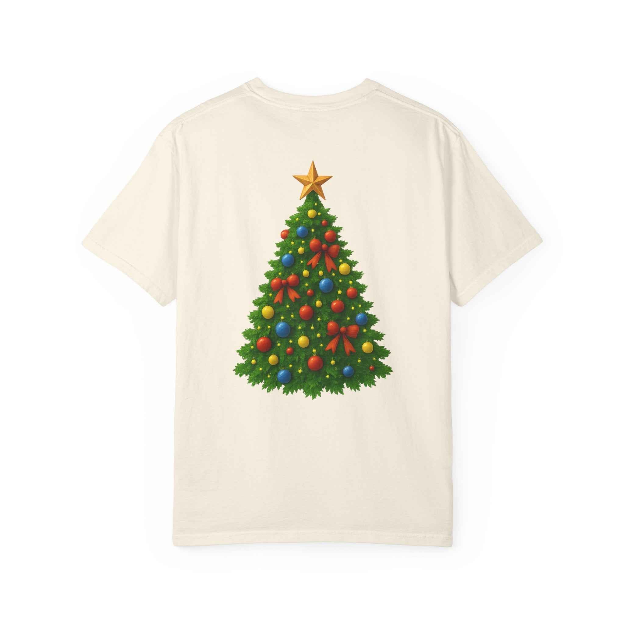 Merry Christmas T-Shirt – Santa Claus, Snowman & Christmas Tree | Holiday Graphic Tee