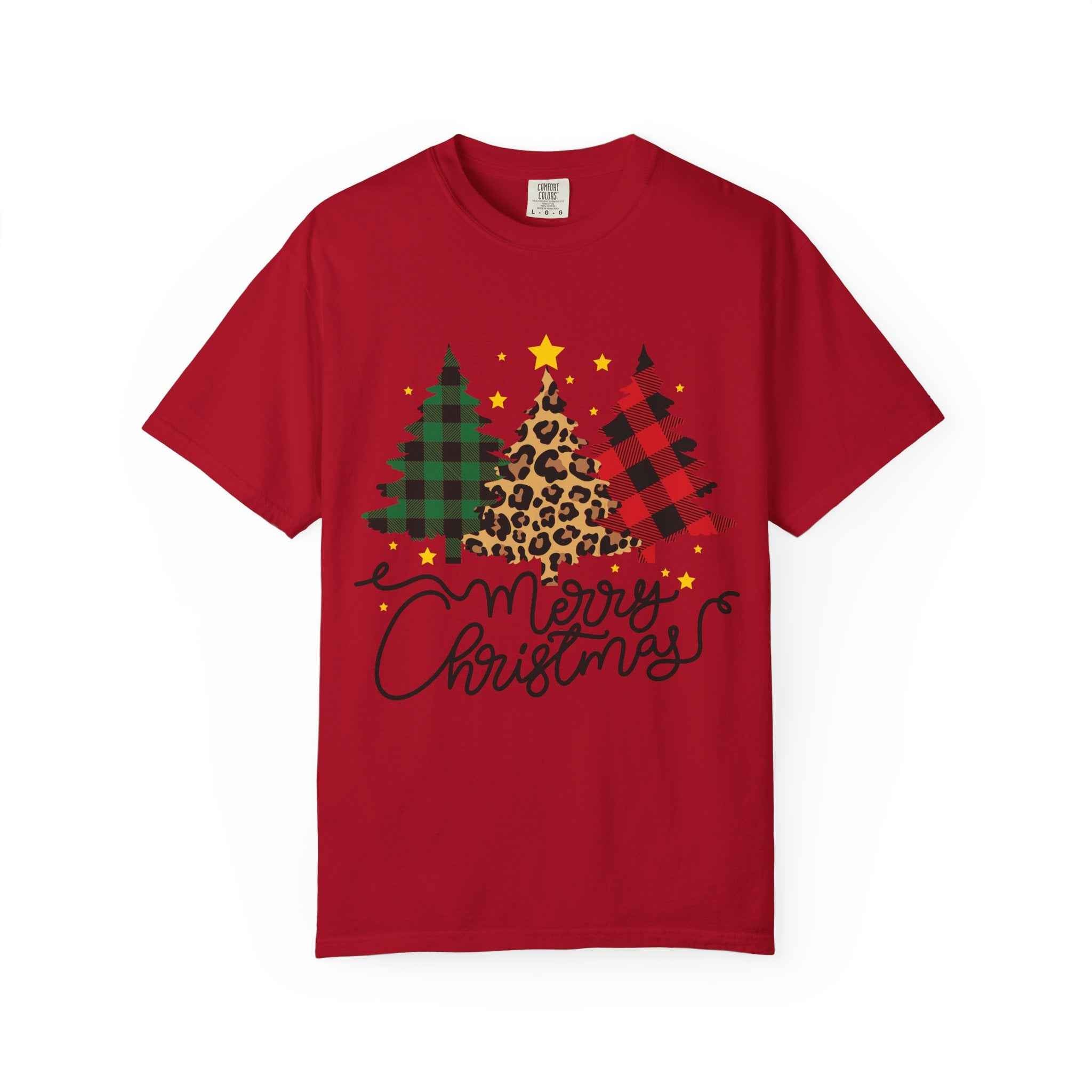Merry Christmas T-Shirt – Santa Claus, Snowman & Christmas Tree | Holiday Graphic Tee