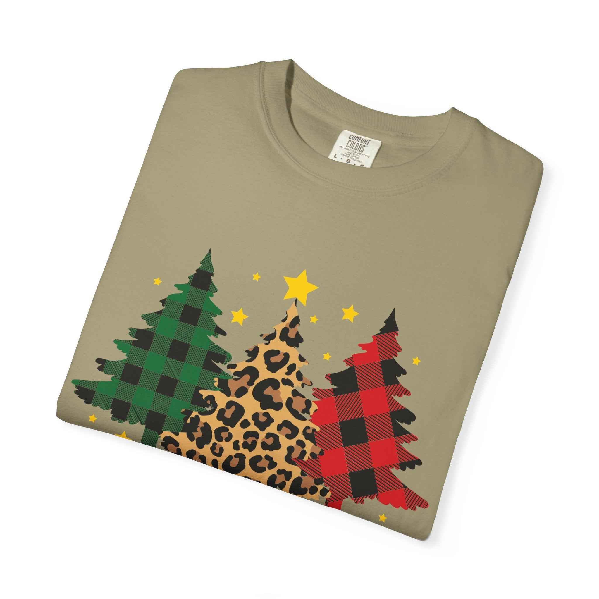 Merry Christmas T-Shirt – Santa Claus, Snowman & Christmas Tree | Holiday Graphic Tee