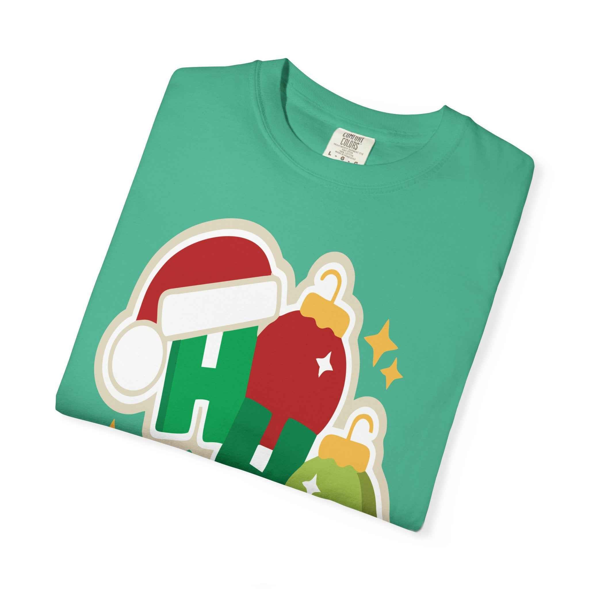 Funny Christmas T-Shirt – Ho Ho Ho Holiday Graphic Tee | Santa Hat & Ornament Design | Festive Xmas Shirt for Men & Women - La Pomada Shop