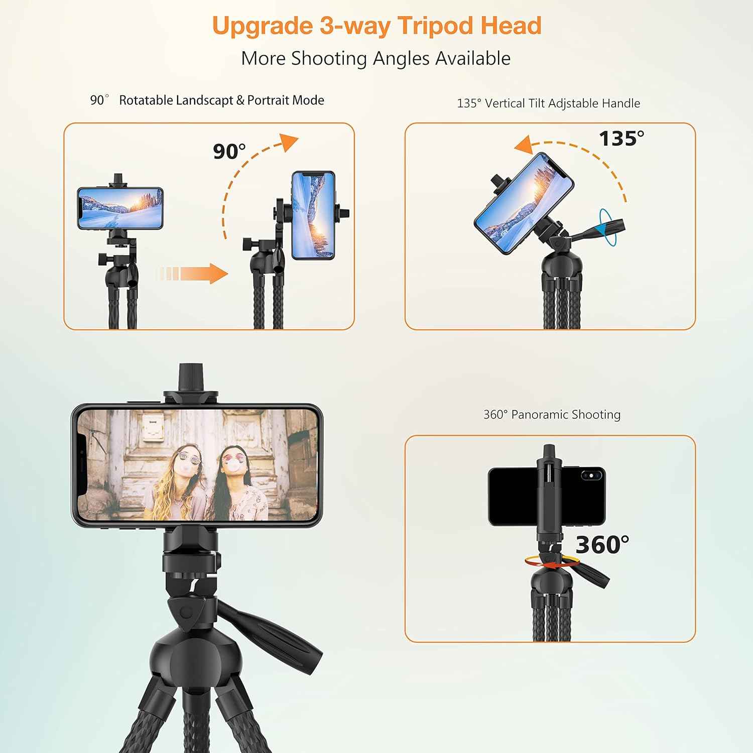 Flexible Phone Tripod Selfie Stick, Octopus Camera Tripod Travel Tripod Flexible Legs For  Android Camera Stick Video Recording Vlog