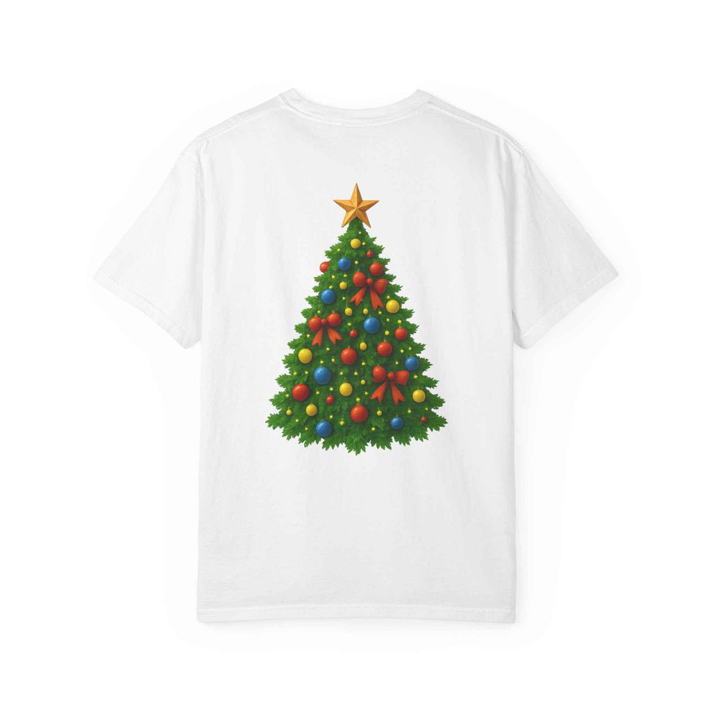 Merry Christmas T-Shirt – Santa Claus, Snowman & Christmas Tree | Holiday Graphic Tee