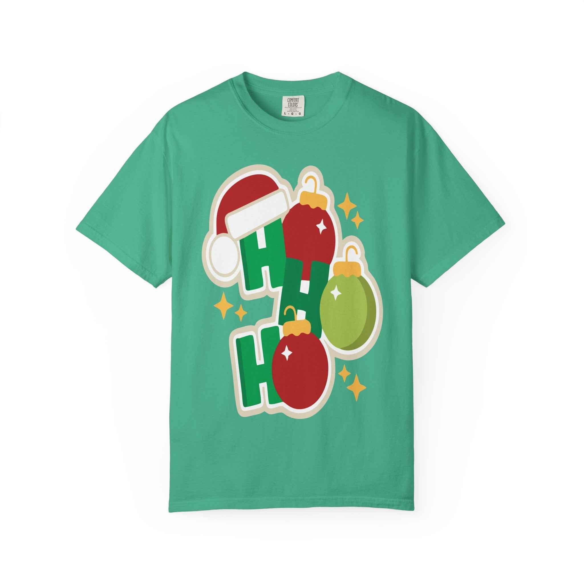 Funny Christmas T-Shirt – Ho Ho Ho Holiday Graphic Tee | Santa Hat & Ornament Design | Festive Xmas Shirt for Men & Women - La Pomada Shop