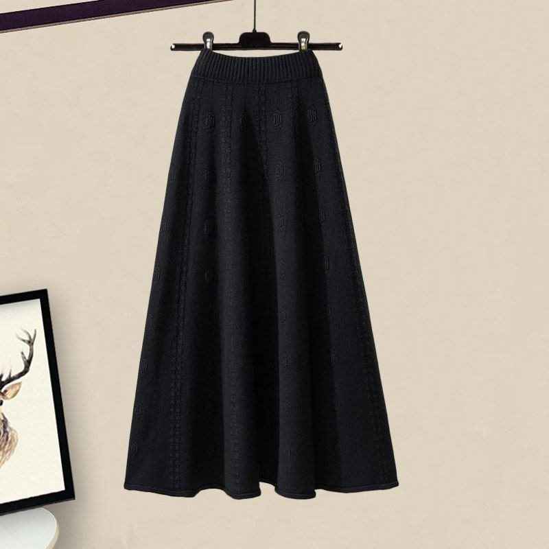 Slimming All-matching Knitted Sweater Skirt Two-piece Set