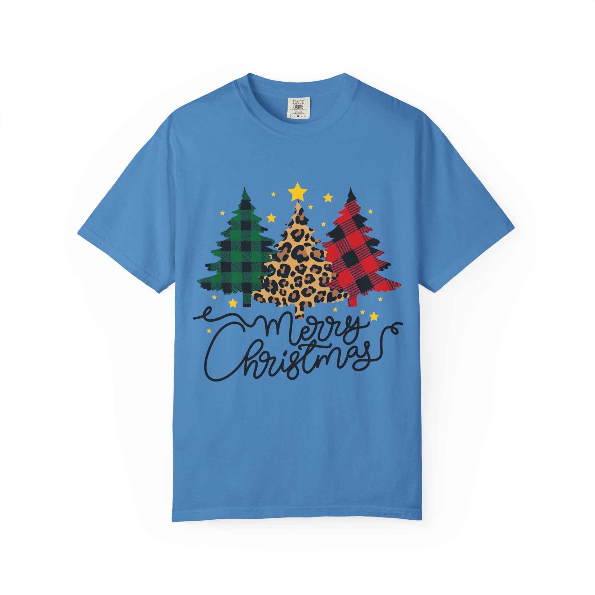 Merry Christmas T-Shirt – Santa Claus, Snowman & Christmas Tree | Holiday Graphic Tee