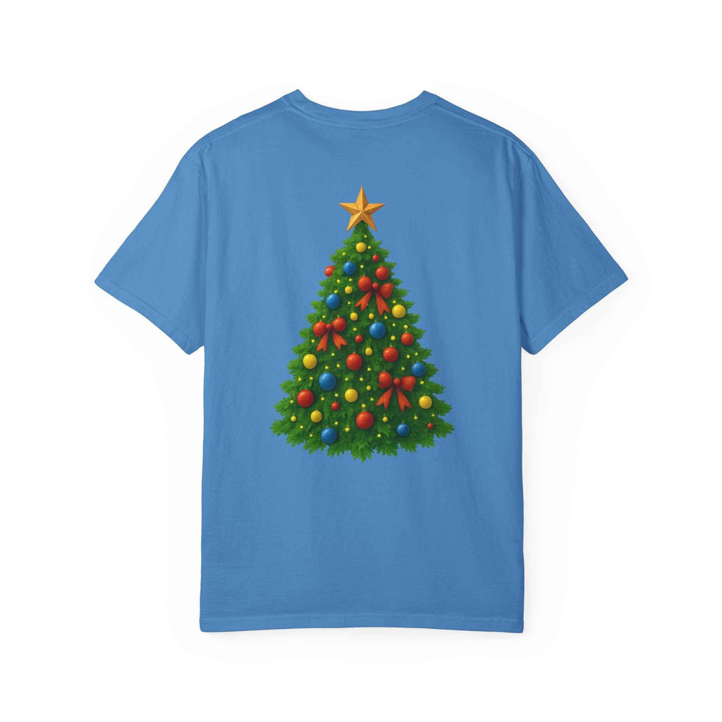Merry Christmas T-Shirt – Santa Claus, Snowman & Christmas Tree | Holiday Graphic Tee