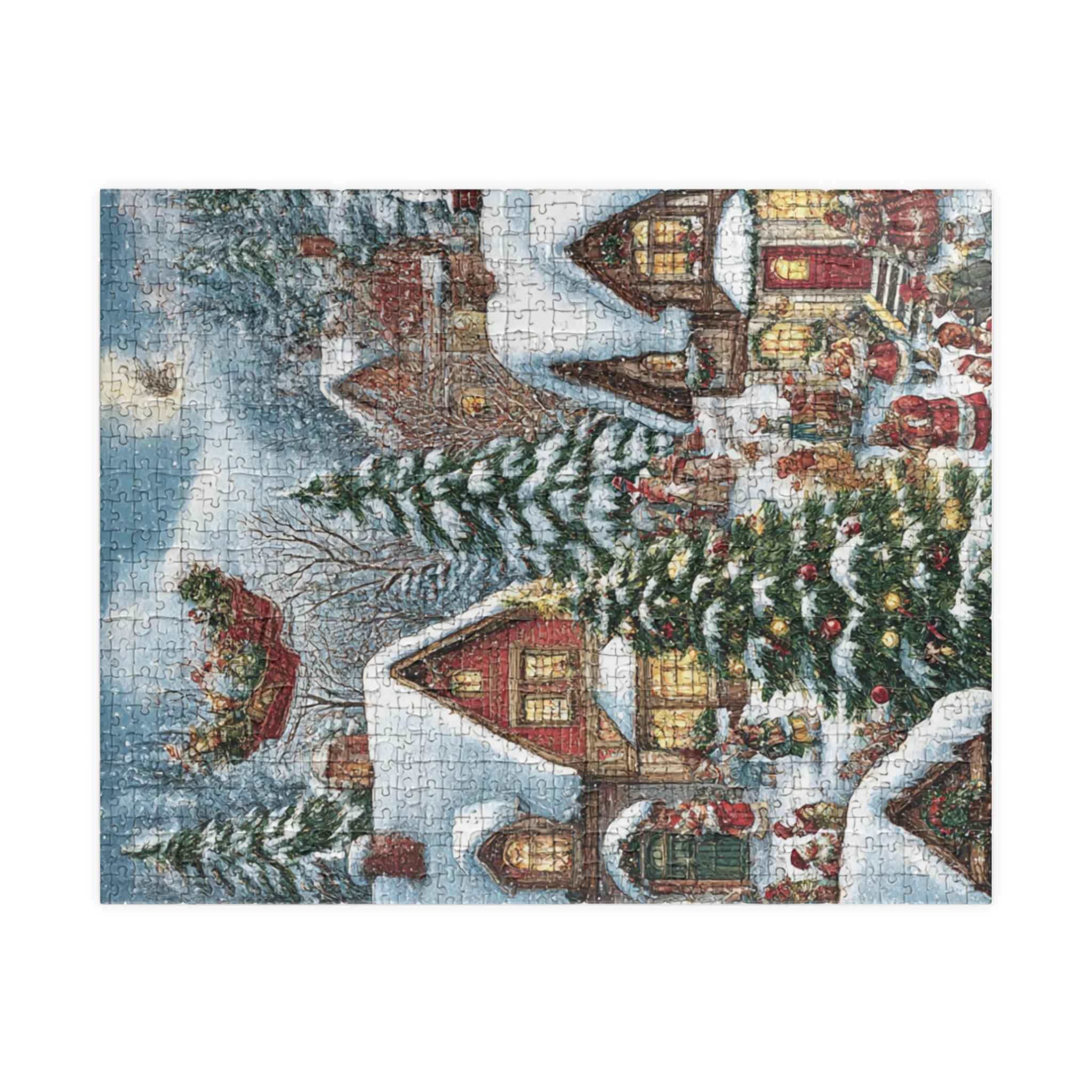 Christmas Village Jigsaw Puzzle — Cozy Snowy Holiday Scene (110/252/520/1014 pcs)