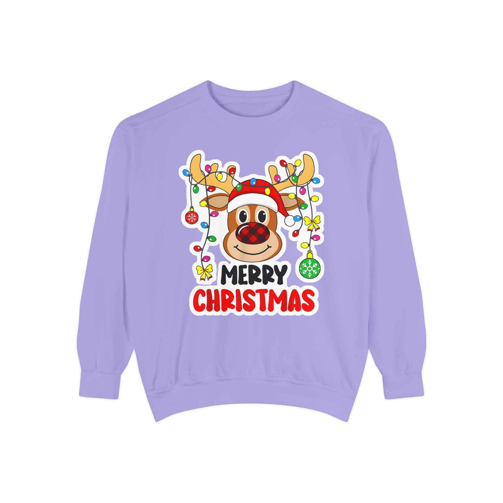 Grinchmas Vibes Reindeer Sweatshirt — "Merry Christmas" Front, "Grinchmas Vibes" Back