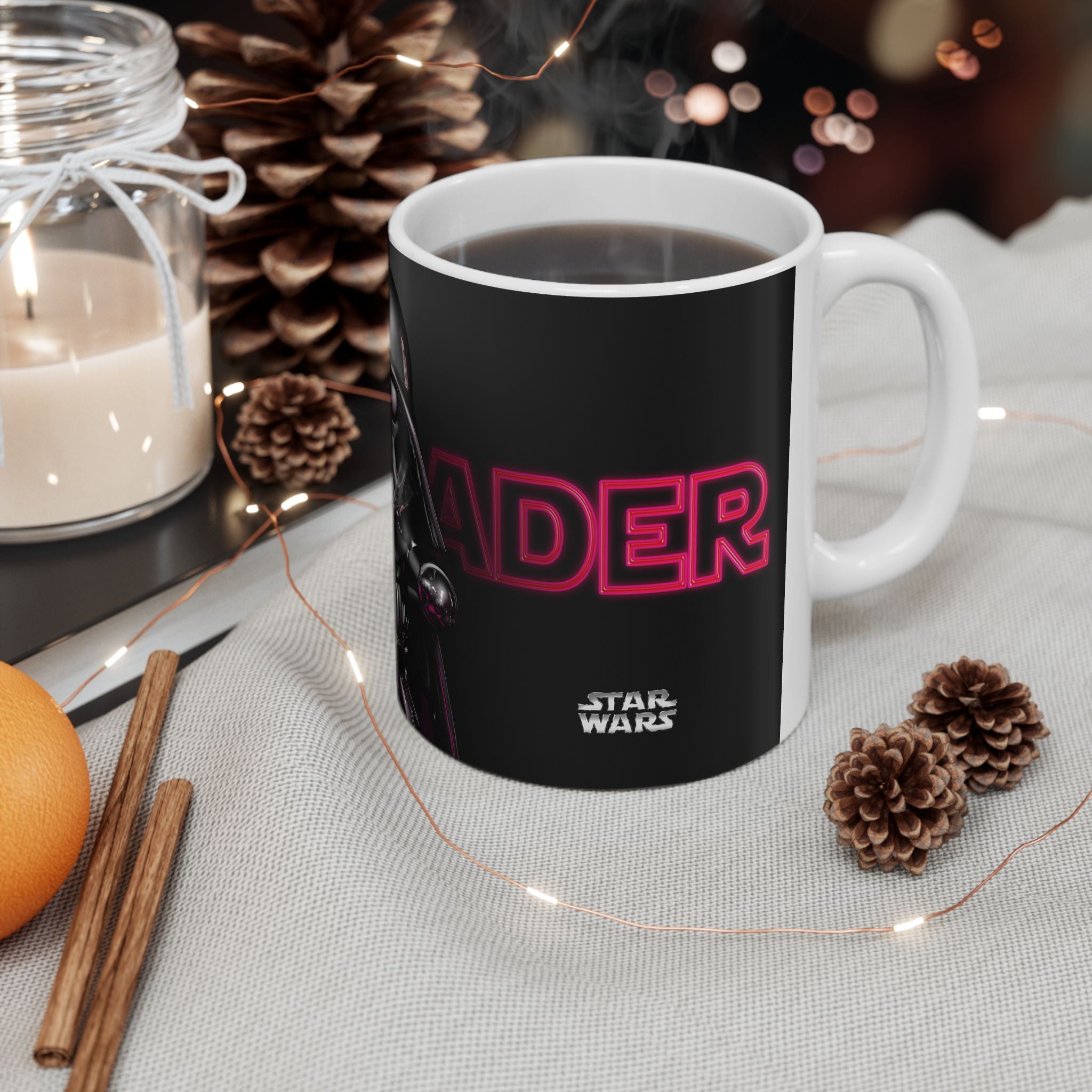Ceramic Mug — Neon Darth Vader Chibi Coffee Cup (11oz, 15oz)