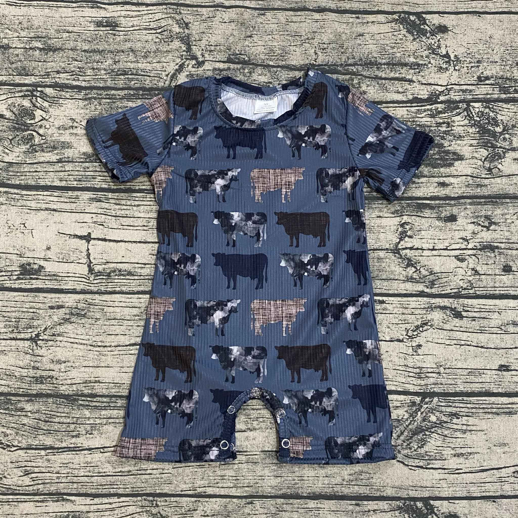 Cattle ribbed material boy romper