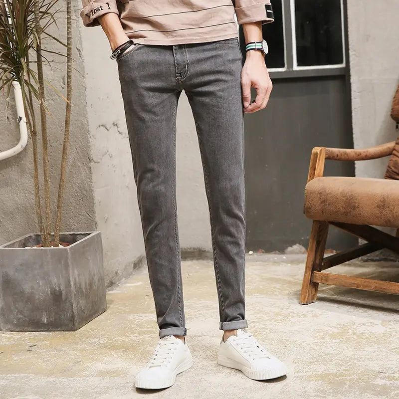 Slim-Fit Light Blue Casual Stretch Jeans for Men