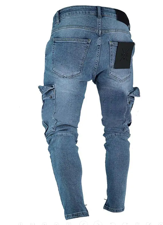 Trendy Ripped Zipper Slim Fit Stretch Jeans for Men