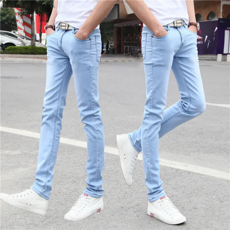 Slim-Fit Light Blue Casual Stretch Jeans for Men
