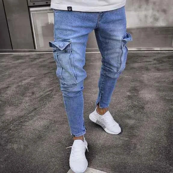 Trendy Ripped Zipper Slim Fit Stretch Jeans for Men