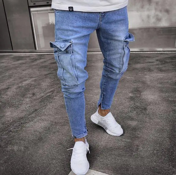 Trendy Ripped Zipper Slim Fit Stretch Jeans for Men